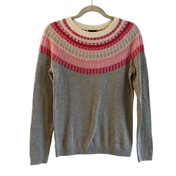 Talbots Women XS Fair Isle Long Sleeve Pullover Rib Yoke Crewneck Sweater NWT - Picture 2 of 8